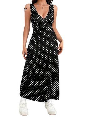 Black Polka Dot Midi Dress